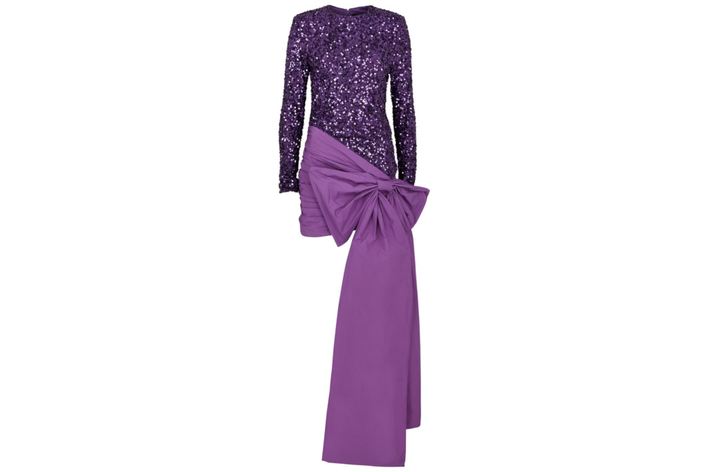 Purple mini dress with large bow