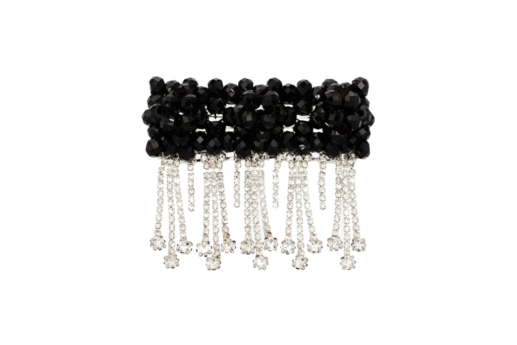 Black bead and diamante hair clip