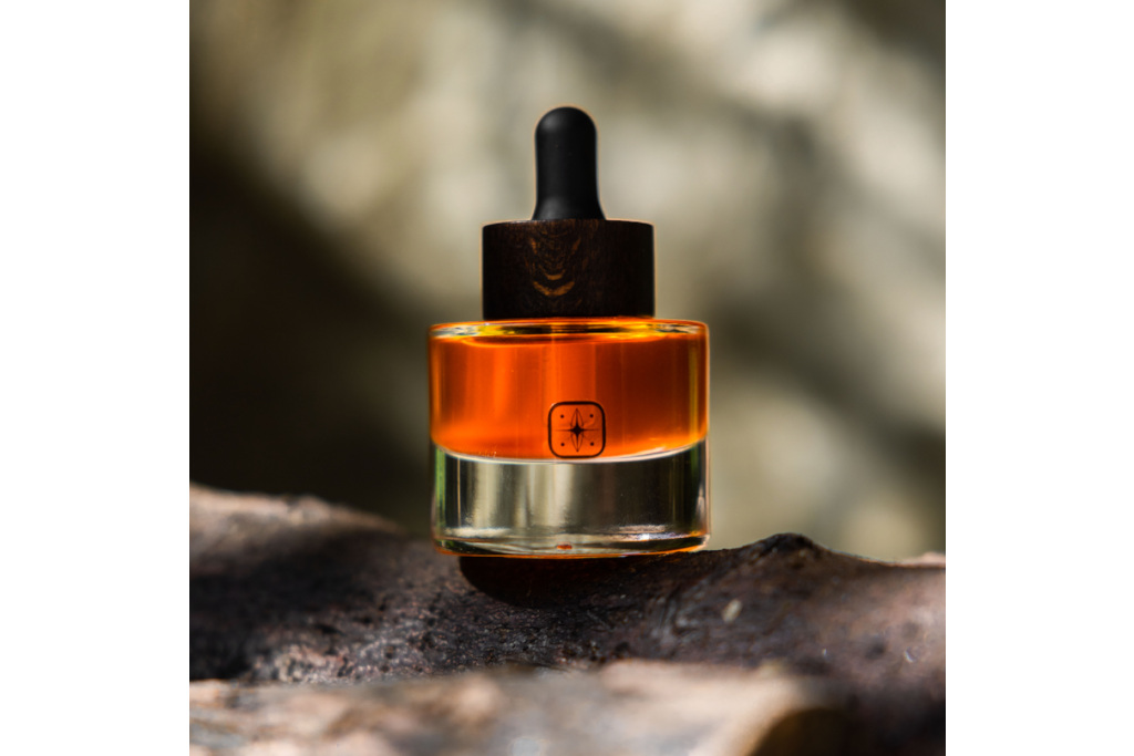 Bottle of serum outdoors