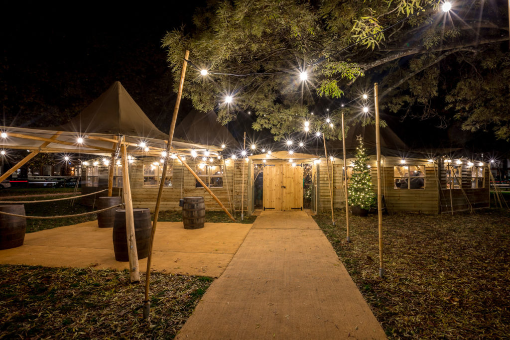 Exterior of a festive pop-up in London