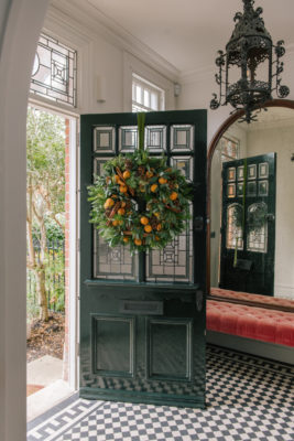 Door with Christmas wreath