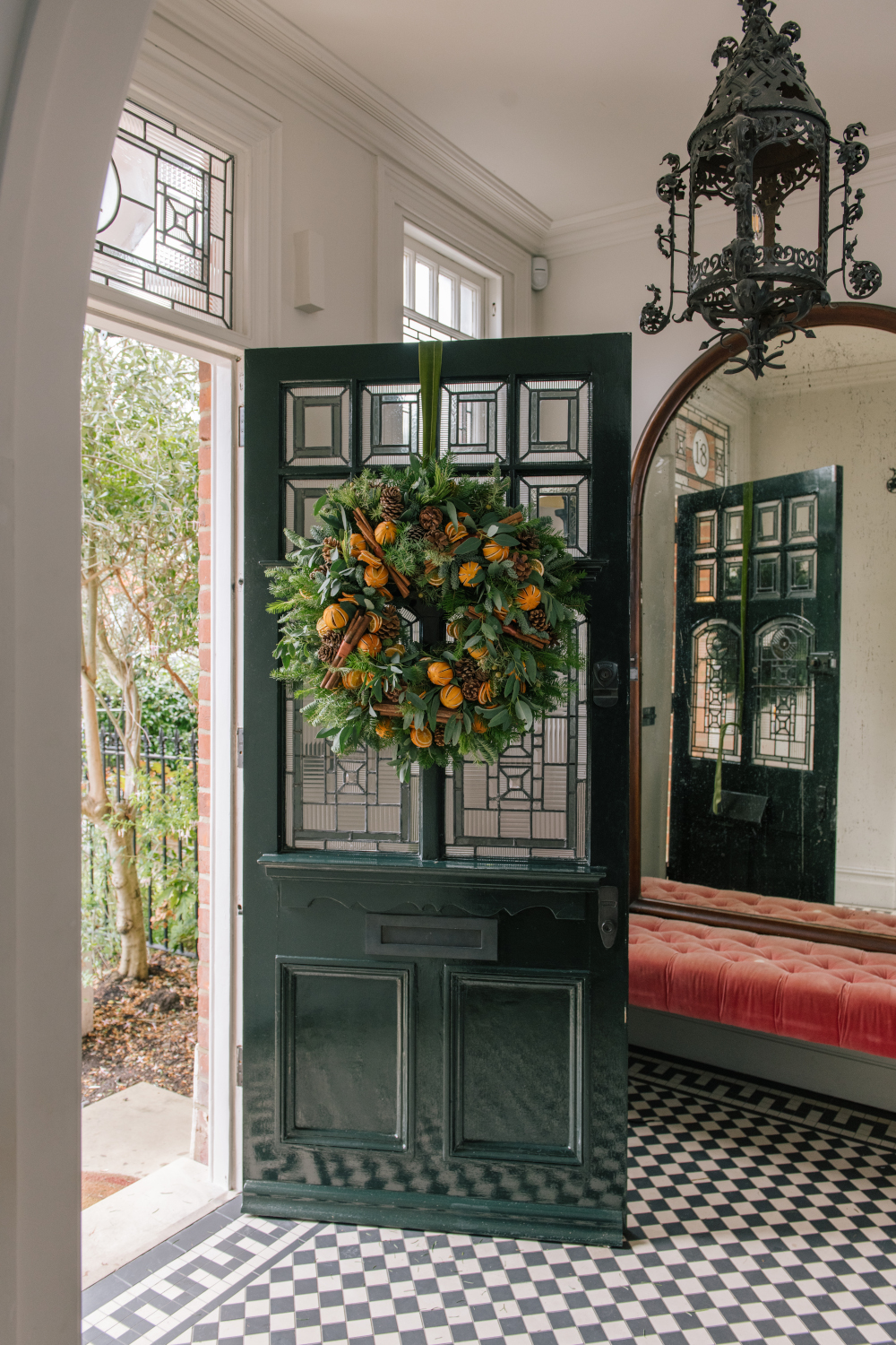 Door with Christmas wreath