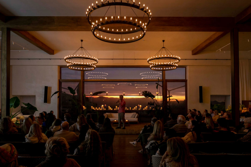 Tim Spector doing a talk at the Alma Festival