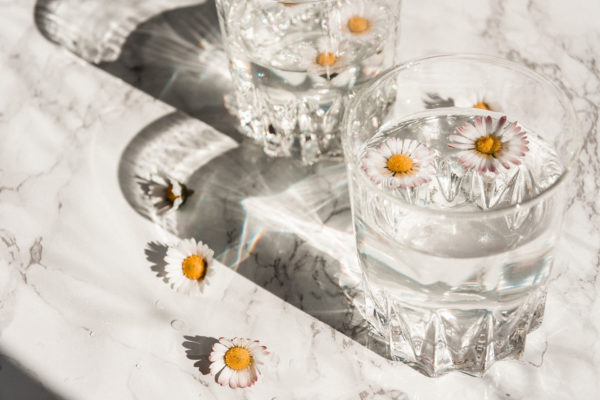 Water with flowers in