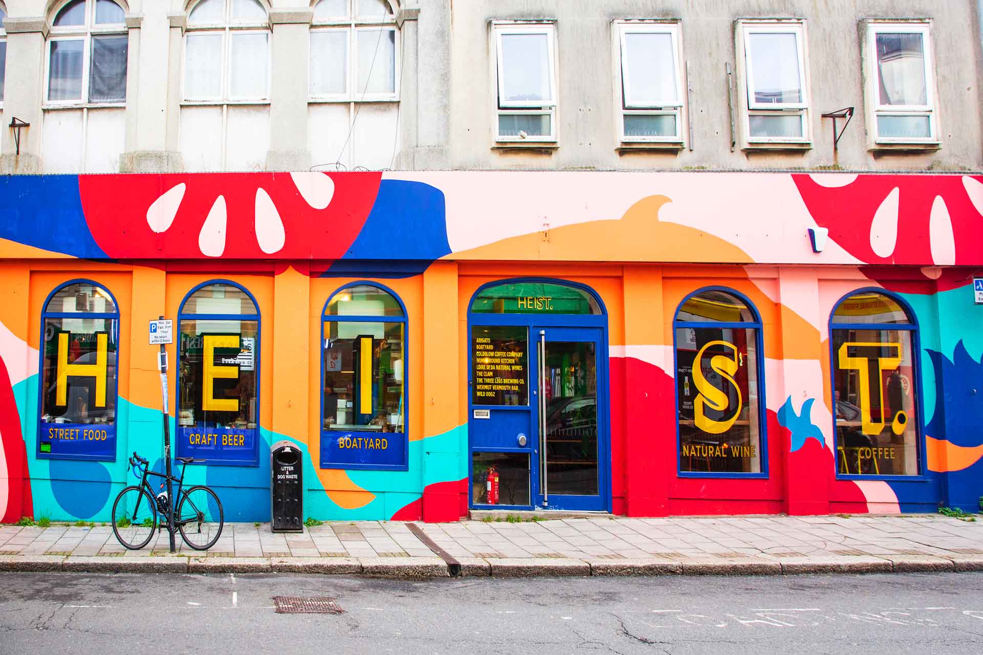 Colourful exterior of Heist restaurant
