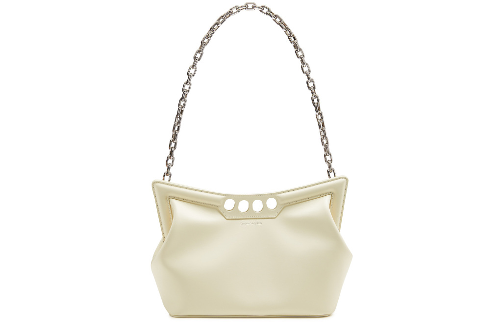 Cream clutch bag