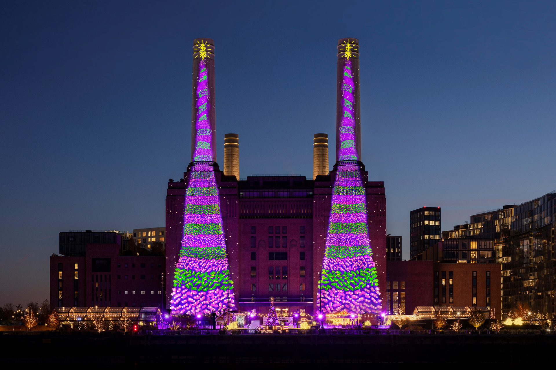 Bigger Christmas Trees by David Hockney at Battersea Power Station