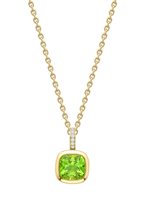 Gold necklace with green stone
