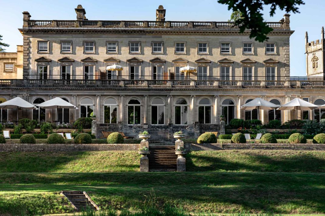 Exterior of Cowley Manor including lawns