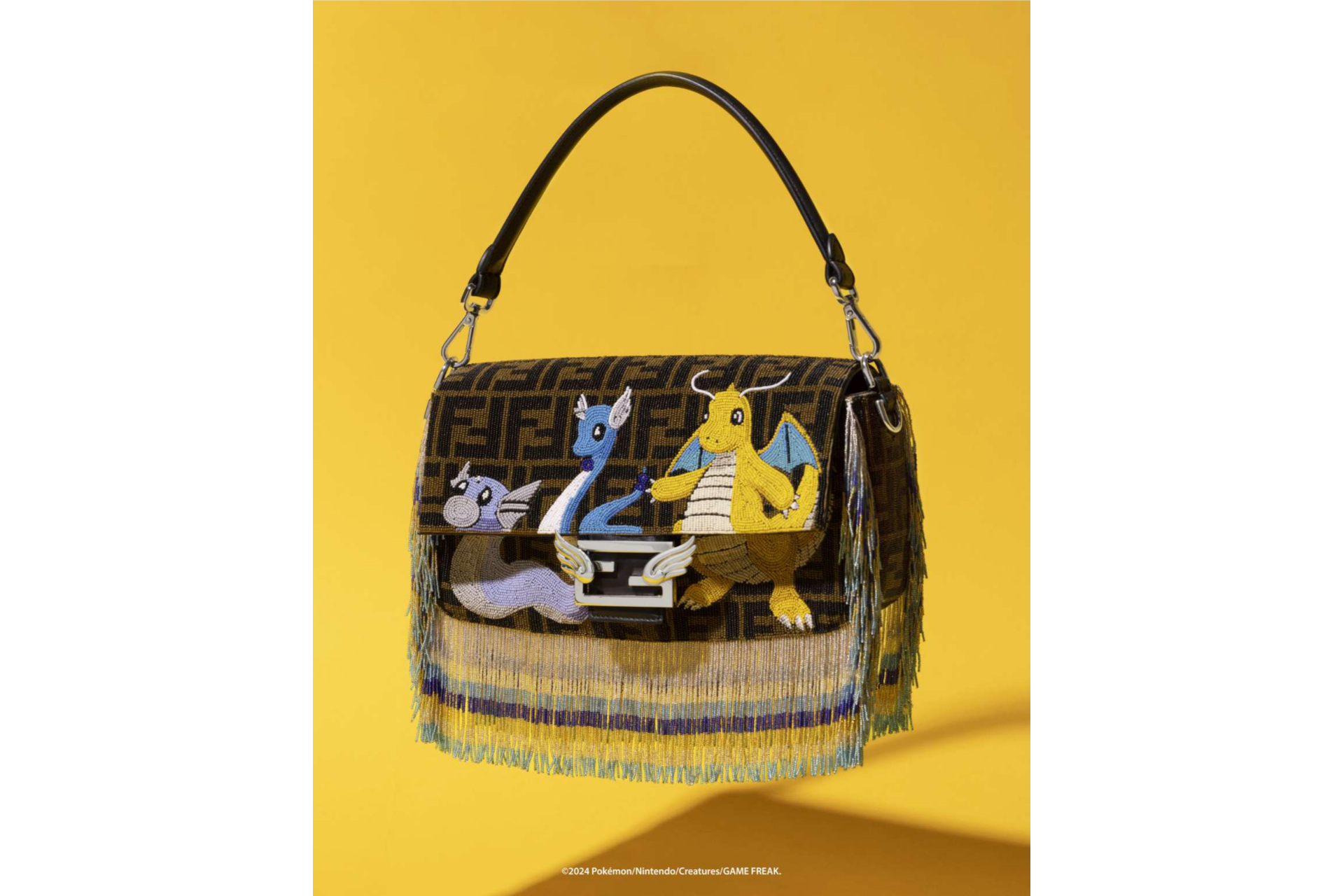 Bag on yellow background | FENDI x FRGMT x POKÉMON