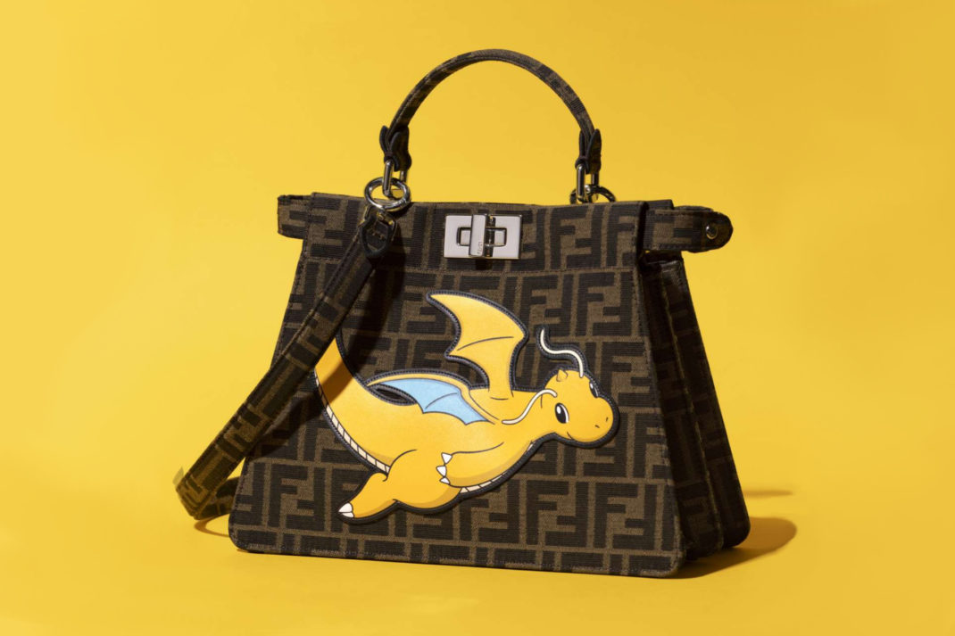Pokemon themed FENDI bag on yellow background
