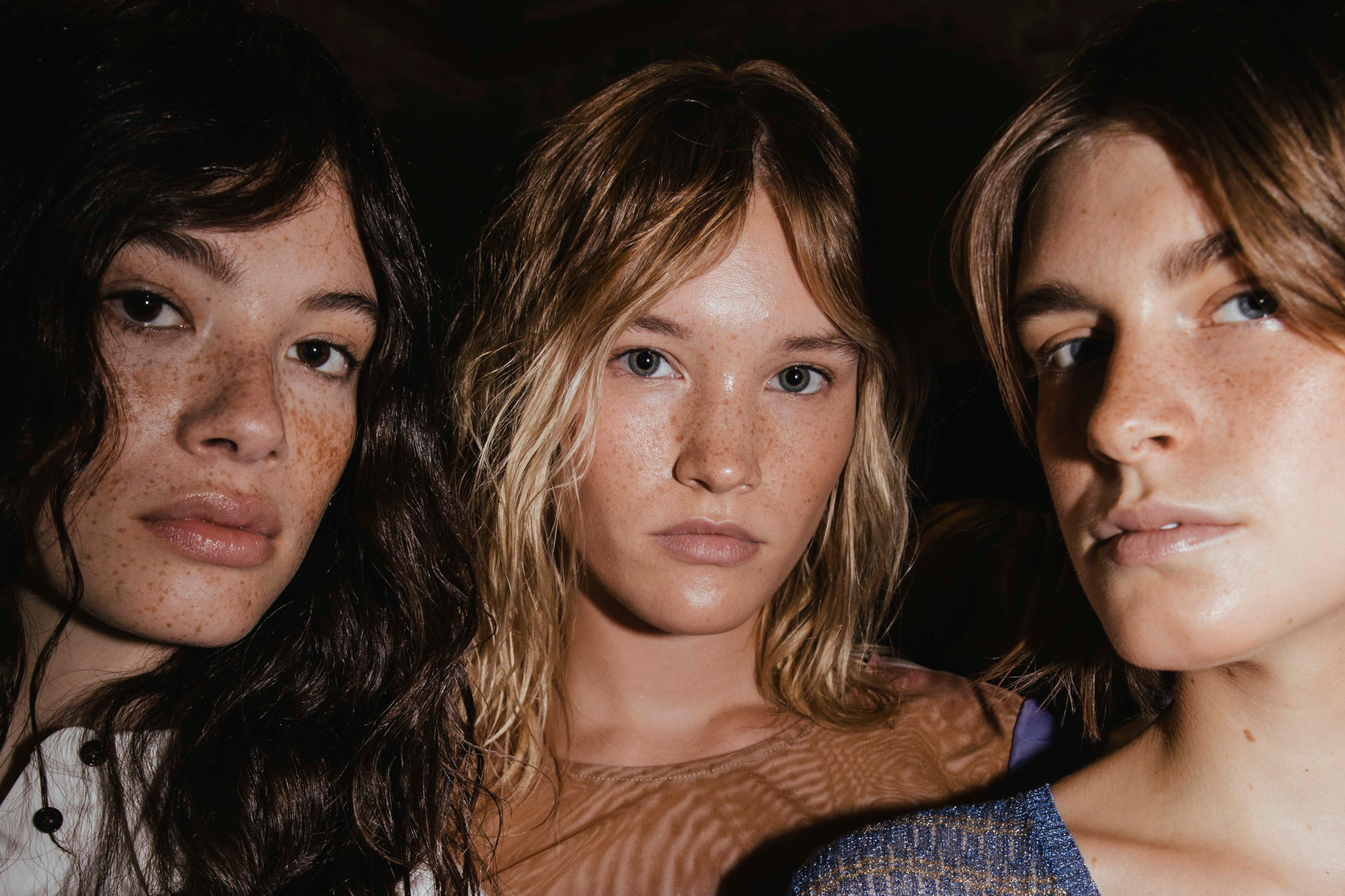 Close up of women with freckles