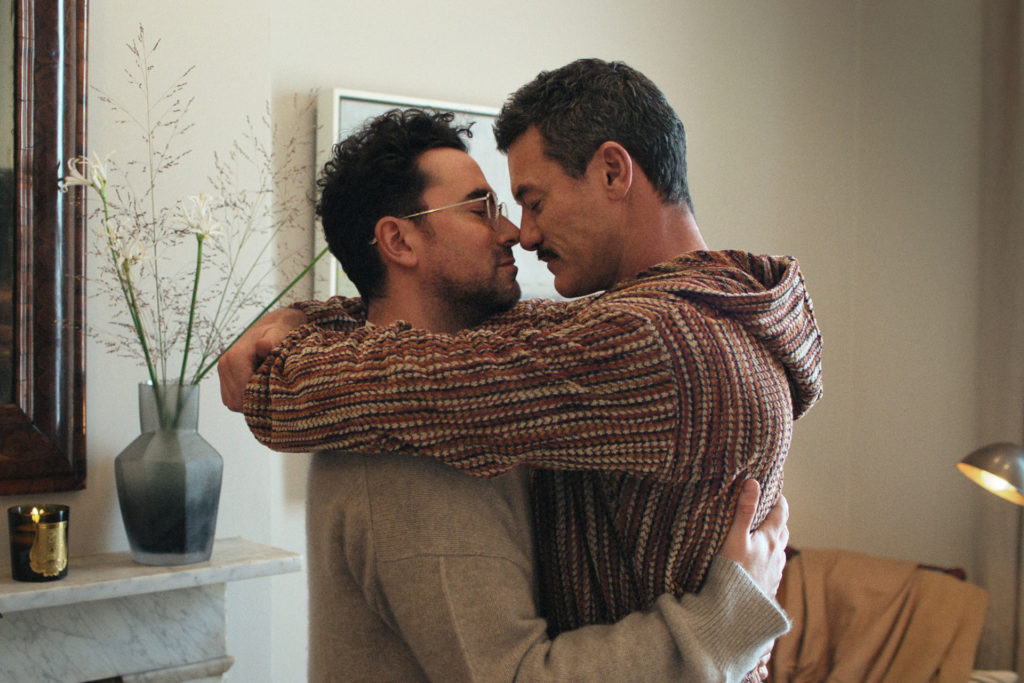 Daniel Levy (writer/director/producer) stars as Marc and Luke Evans as Oliver in Good Grief.