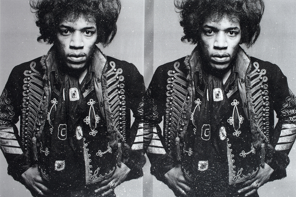 Hendrix Wild Thing Triptych (Wild White) 2023. Russell Young