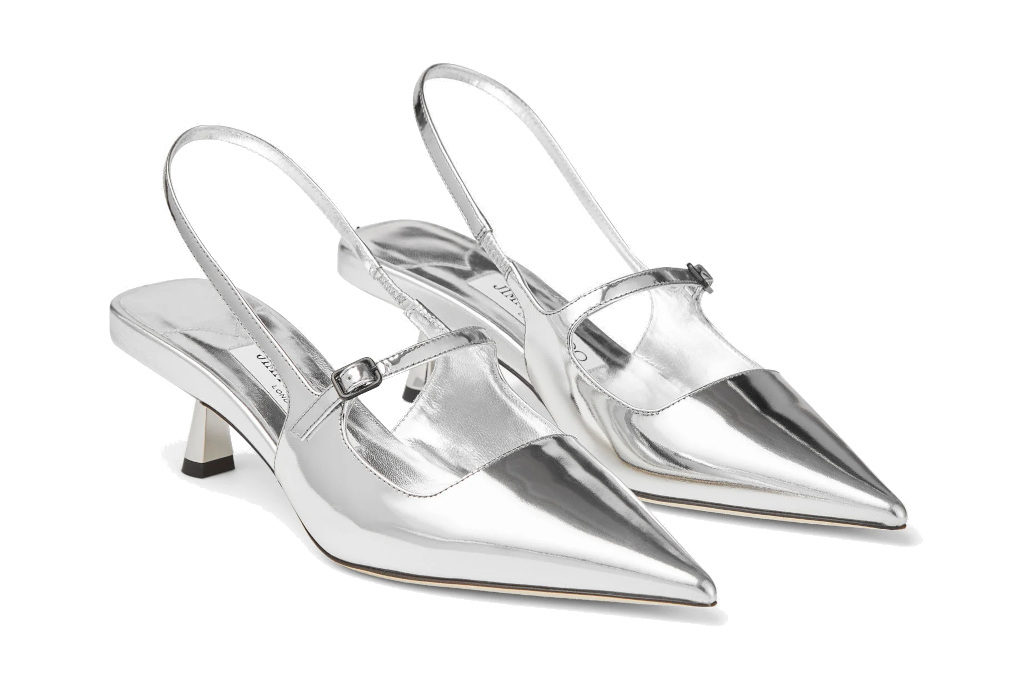 Silver kitten heels