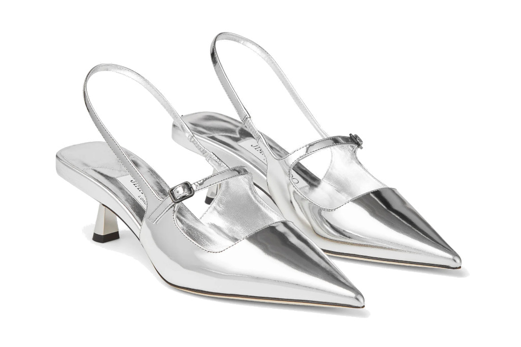 Silver kitten heels