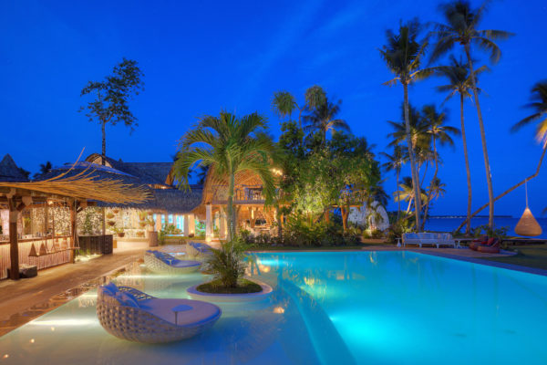 Outdoor pool at night