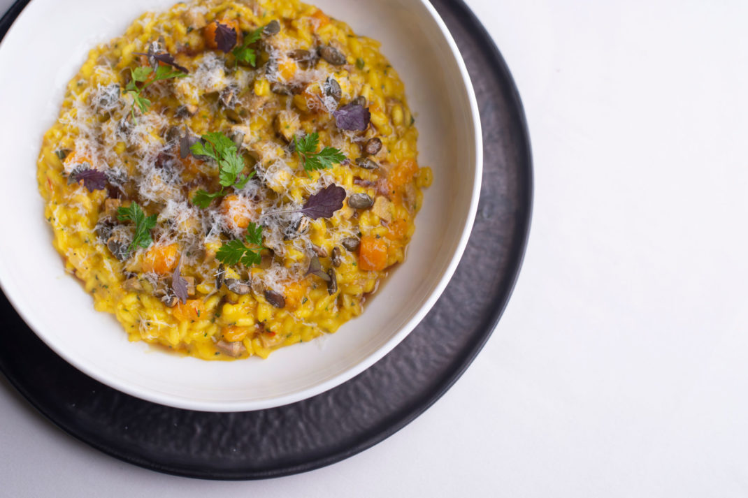 Pumpkin and turkey risotto