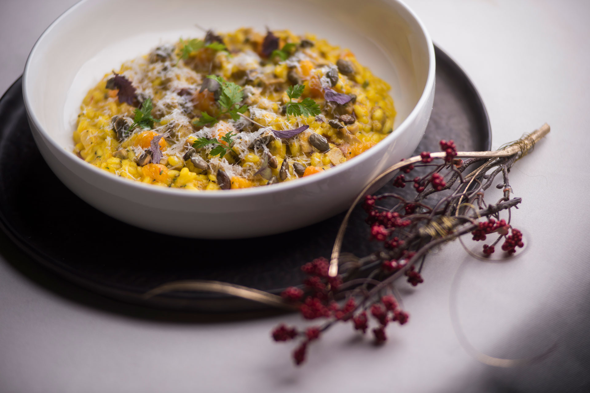 Pumpkin and turkey risotto