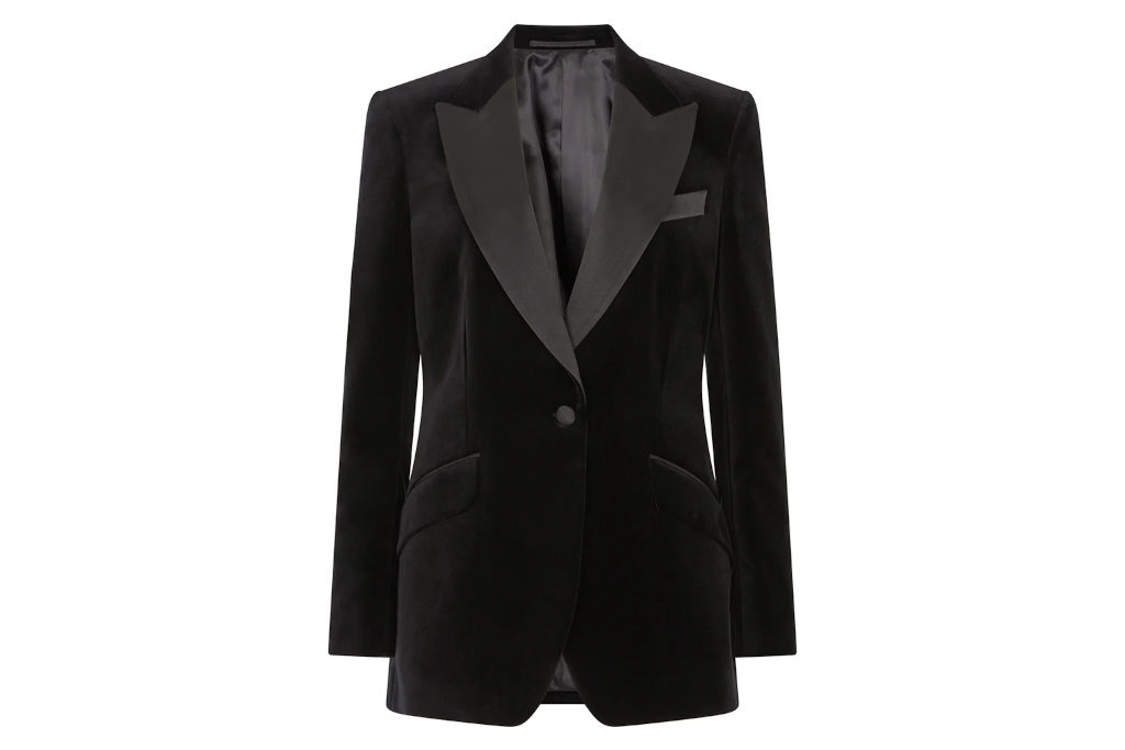 Black velvet tuxedo jacket