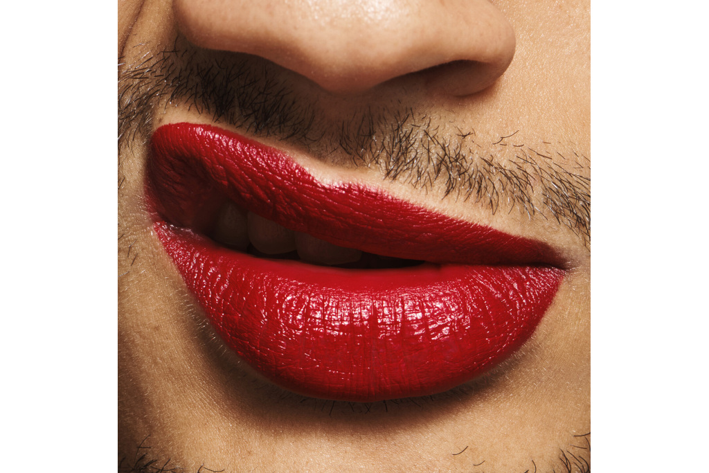 Close up of person with red lips
