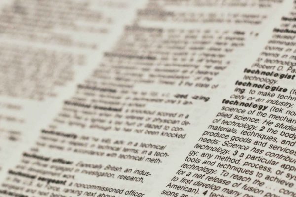 Close up image of dictionary page
