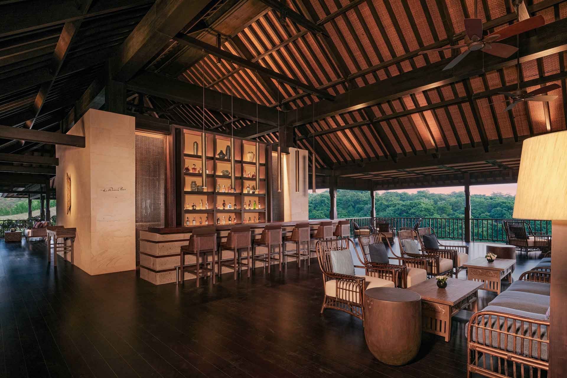 Bar at Raffles Bali with views of the hills