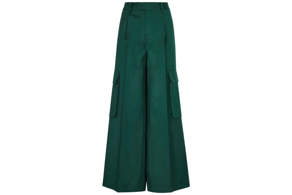Green cargo trousers
