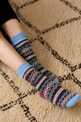 Close up of clothed legs and feet