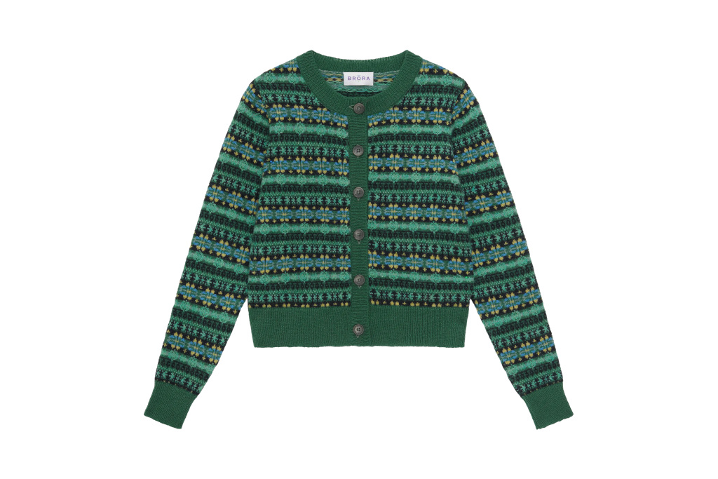 Green fair isle cardigan