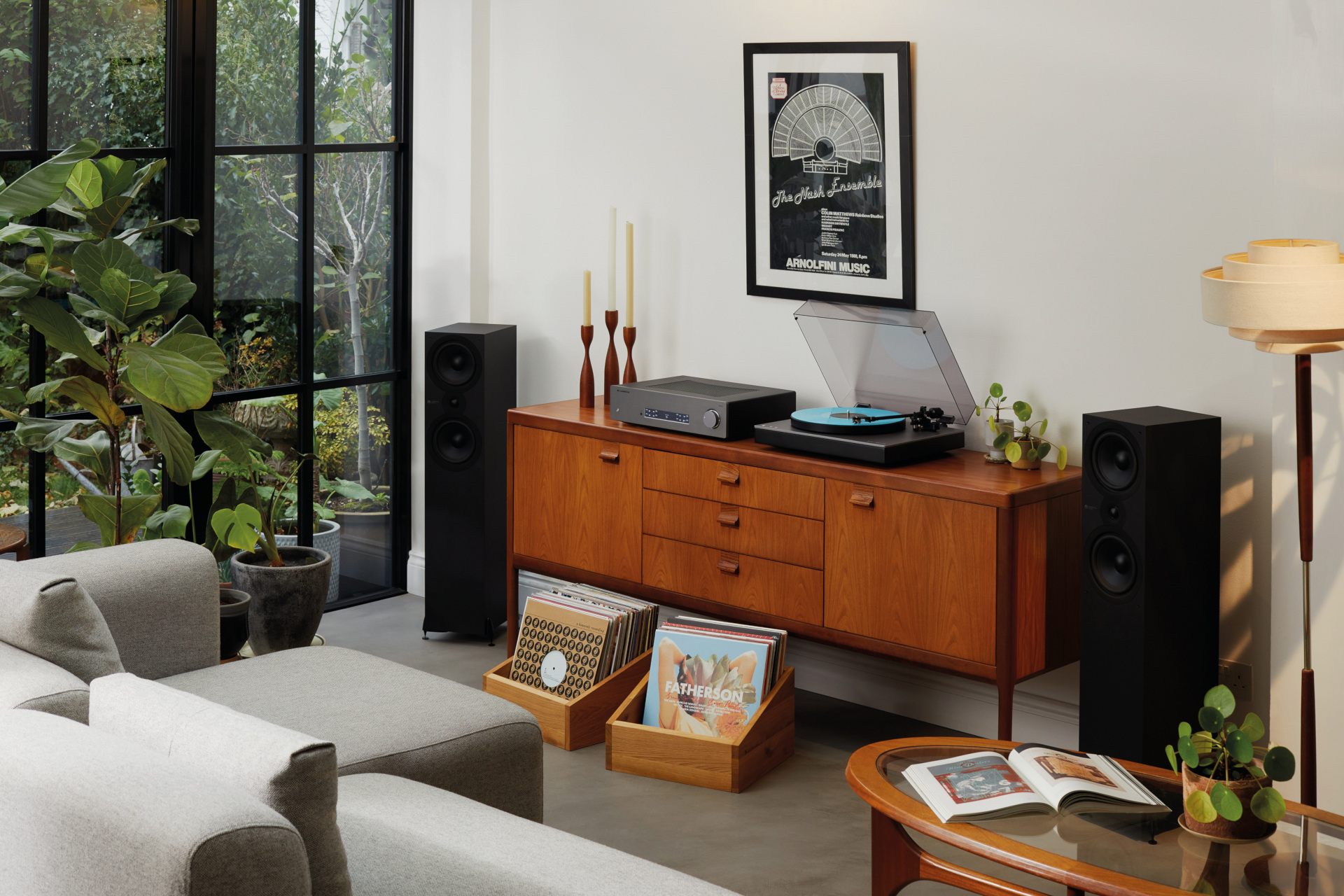 Vinyl record setup in living room