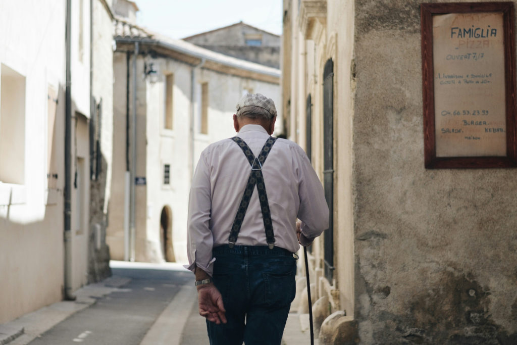 Back of old man walking down street - grandpacore