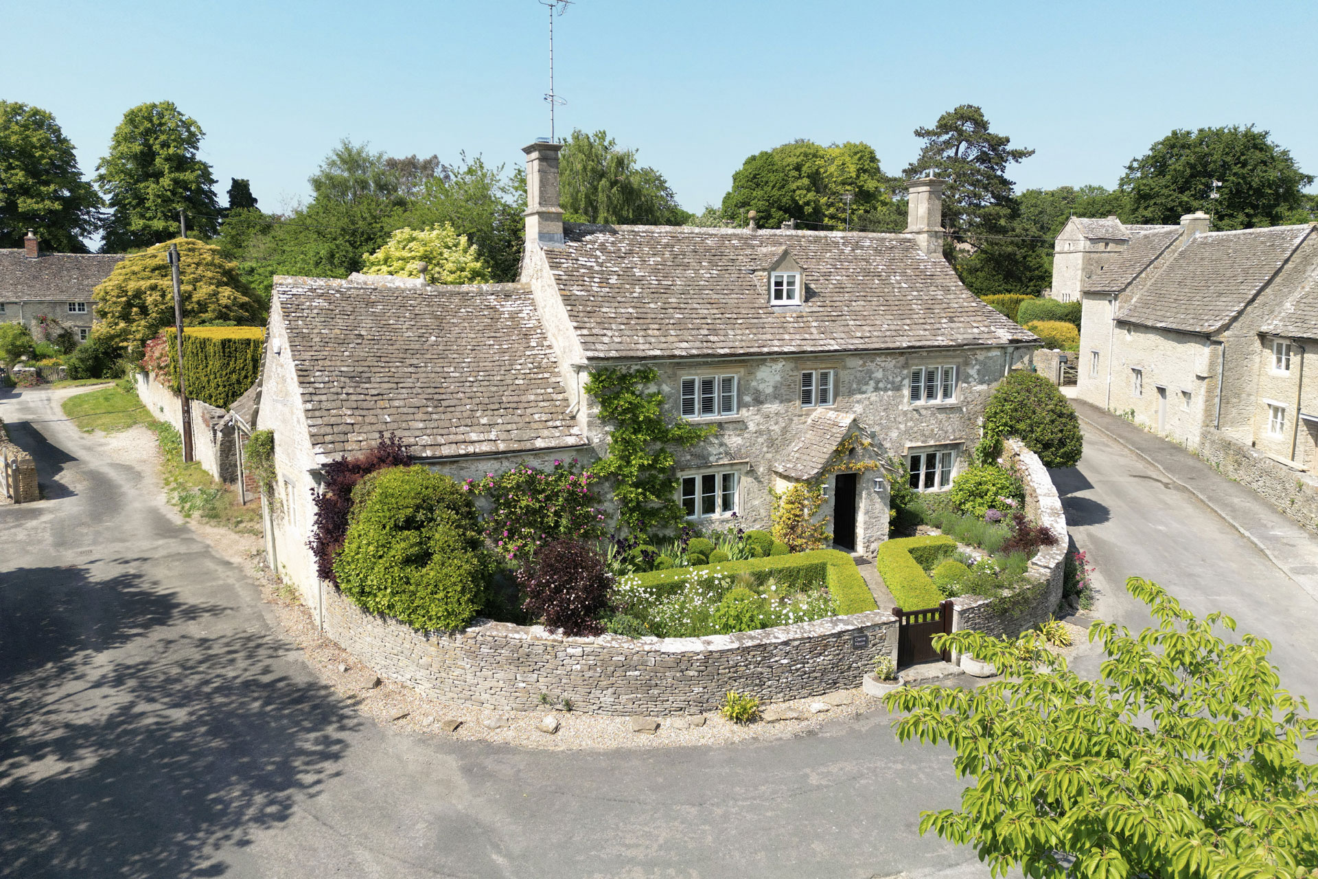 Stone cottage with walled garden.