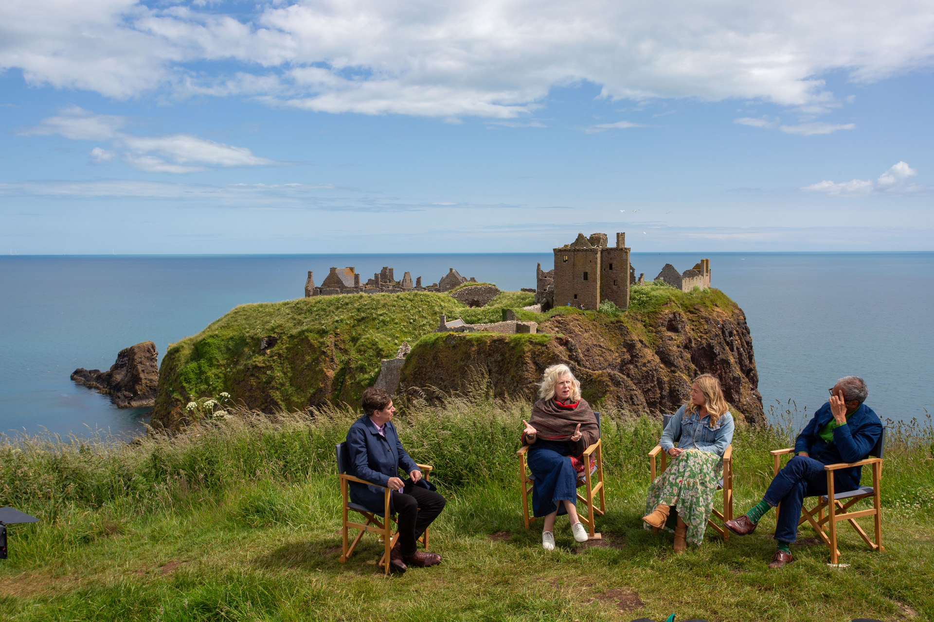 The judges sat in front of Dunnotar Castle