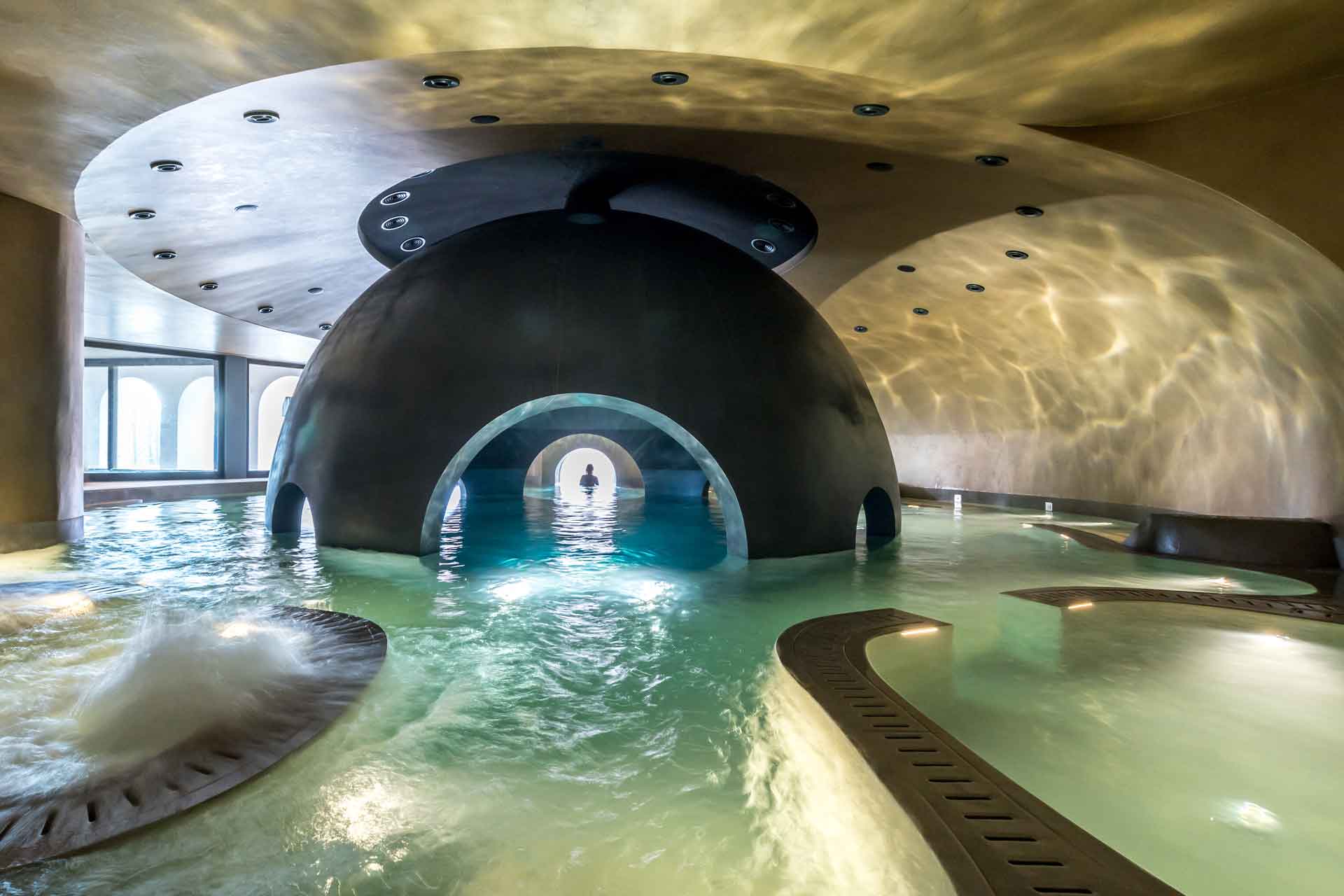 Underground pool at Euphoria Retreat, with domed stone ceilings.