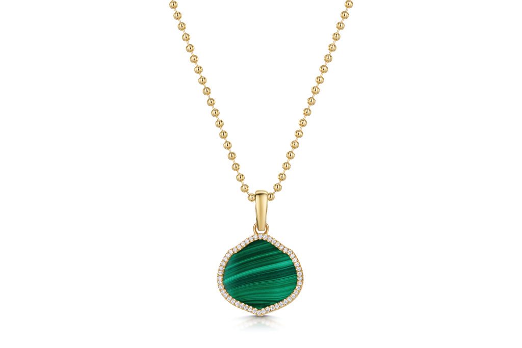 Green and gold pendant necklace