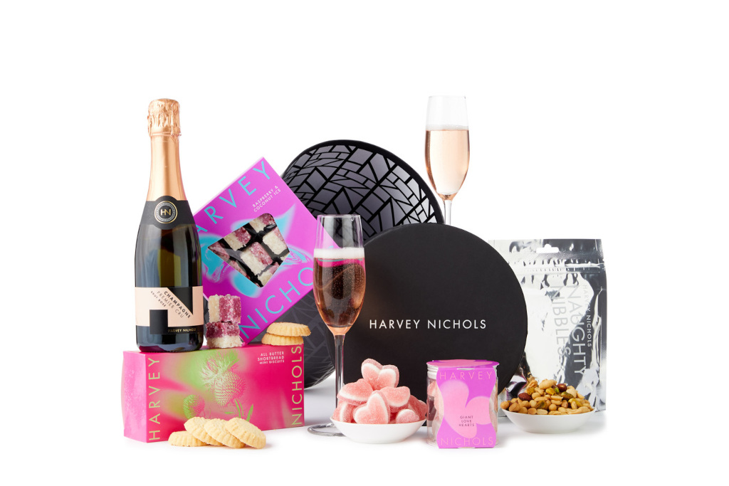 Valentine's themed food and drink hamper