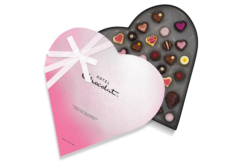 Pink heart chocolate box