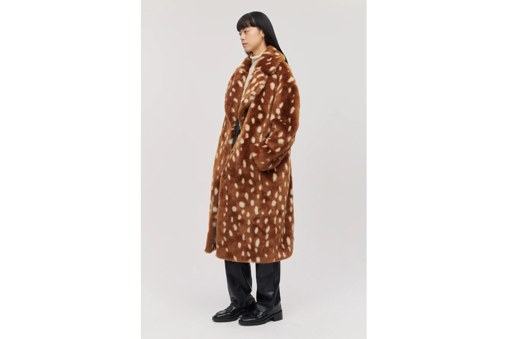 Woman in faux fur coat