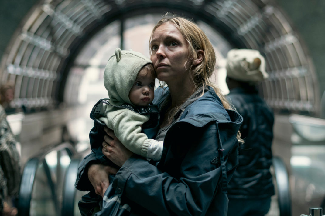 Jodie Comer with a baby in The End We Start From