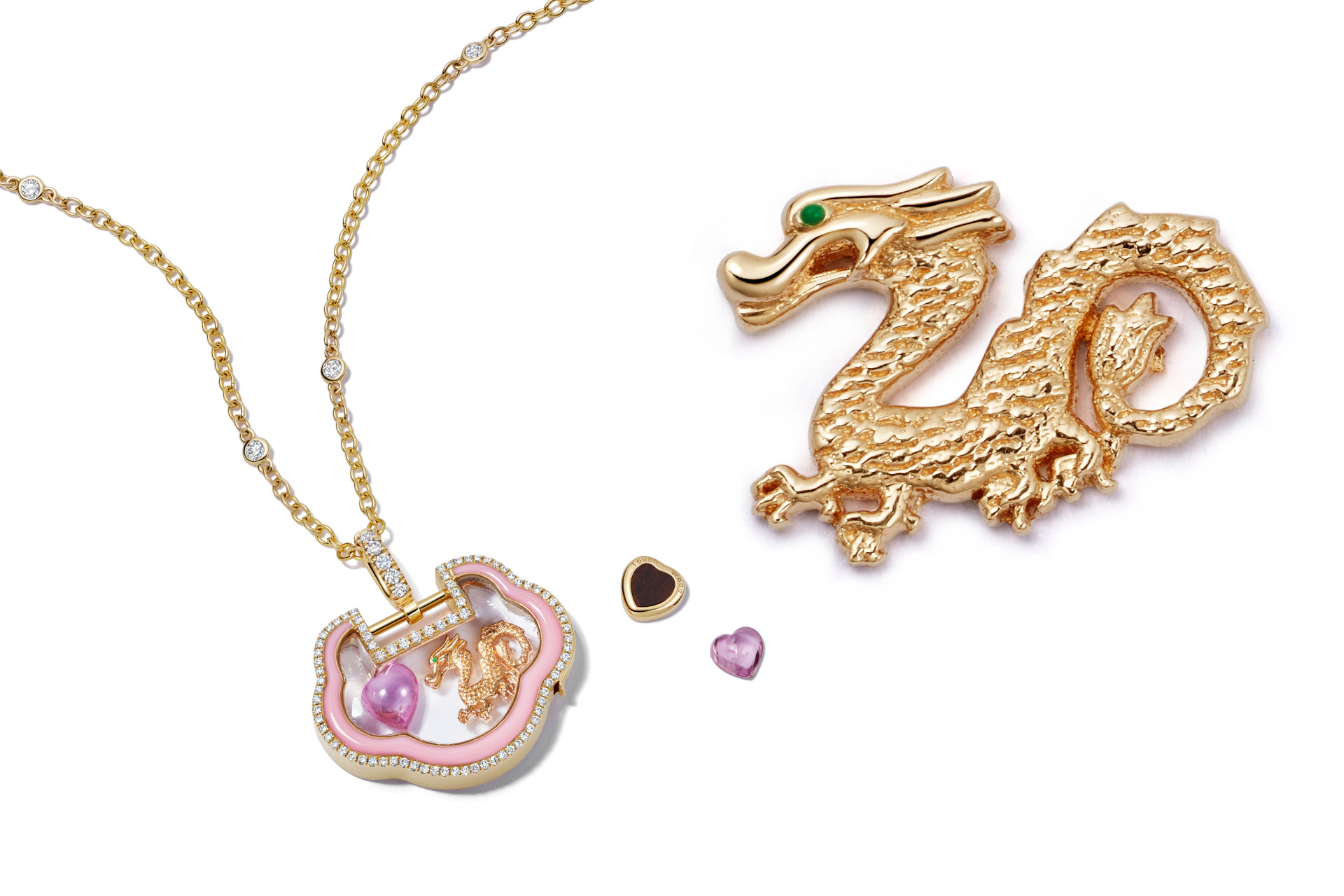Dragon locket and charms
