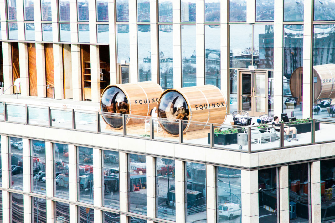 Equinox saunas on balcony