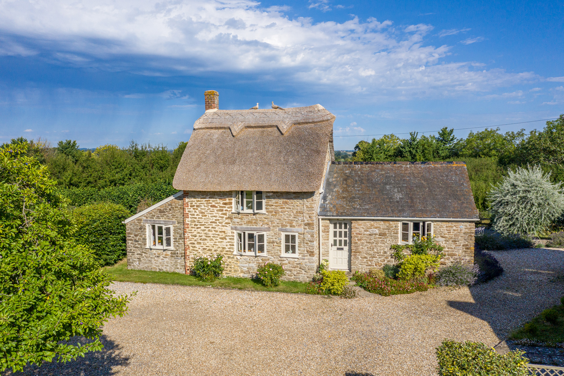 A traditional thatched roof cottage