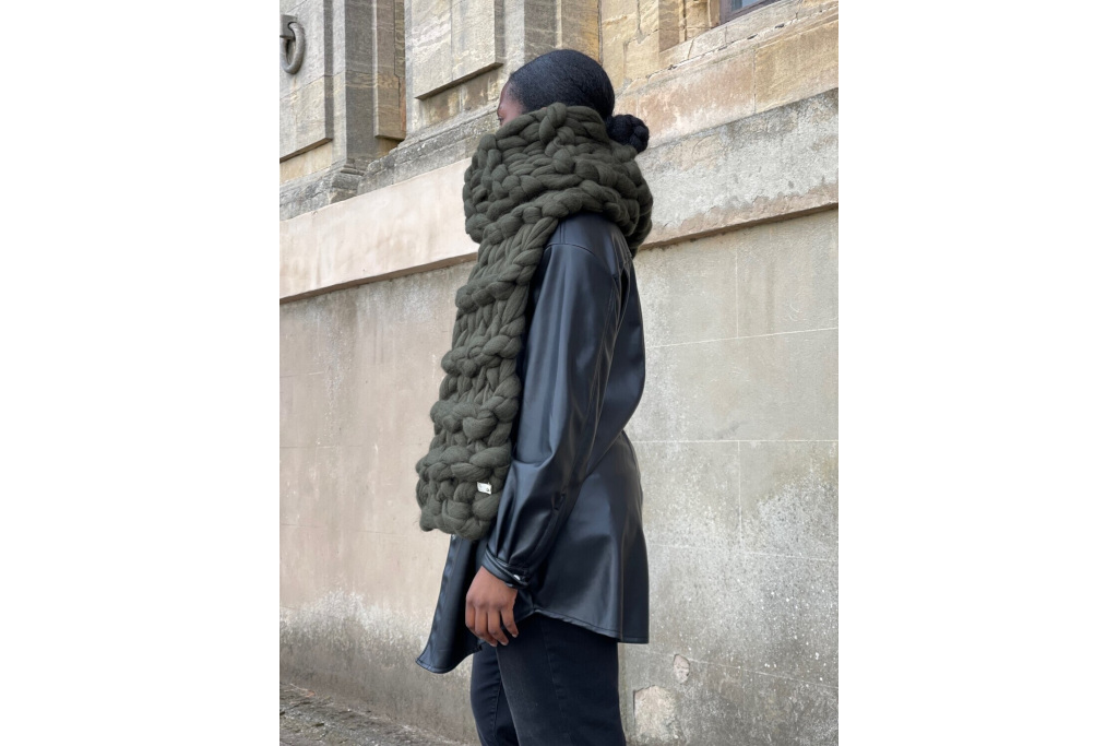 Woman in chunky scarf