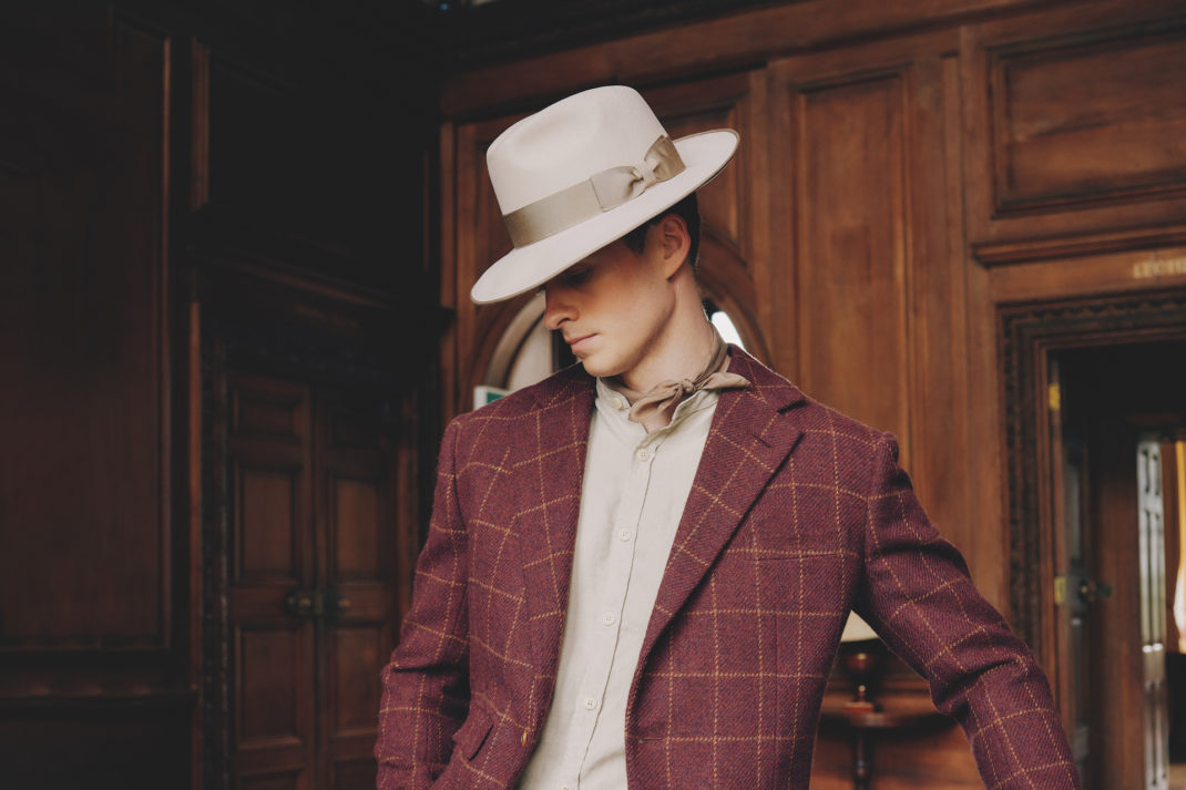 Male model wearing Lock & Co. fedora