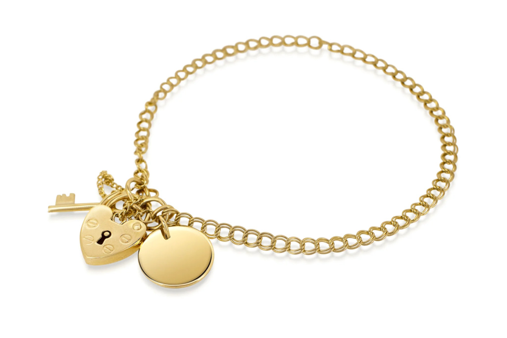 Gold heart lock bracelet