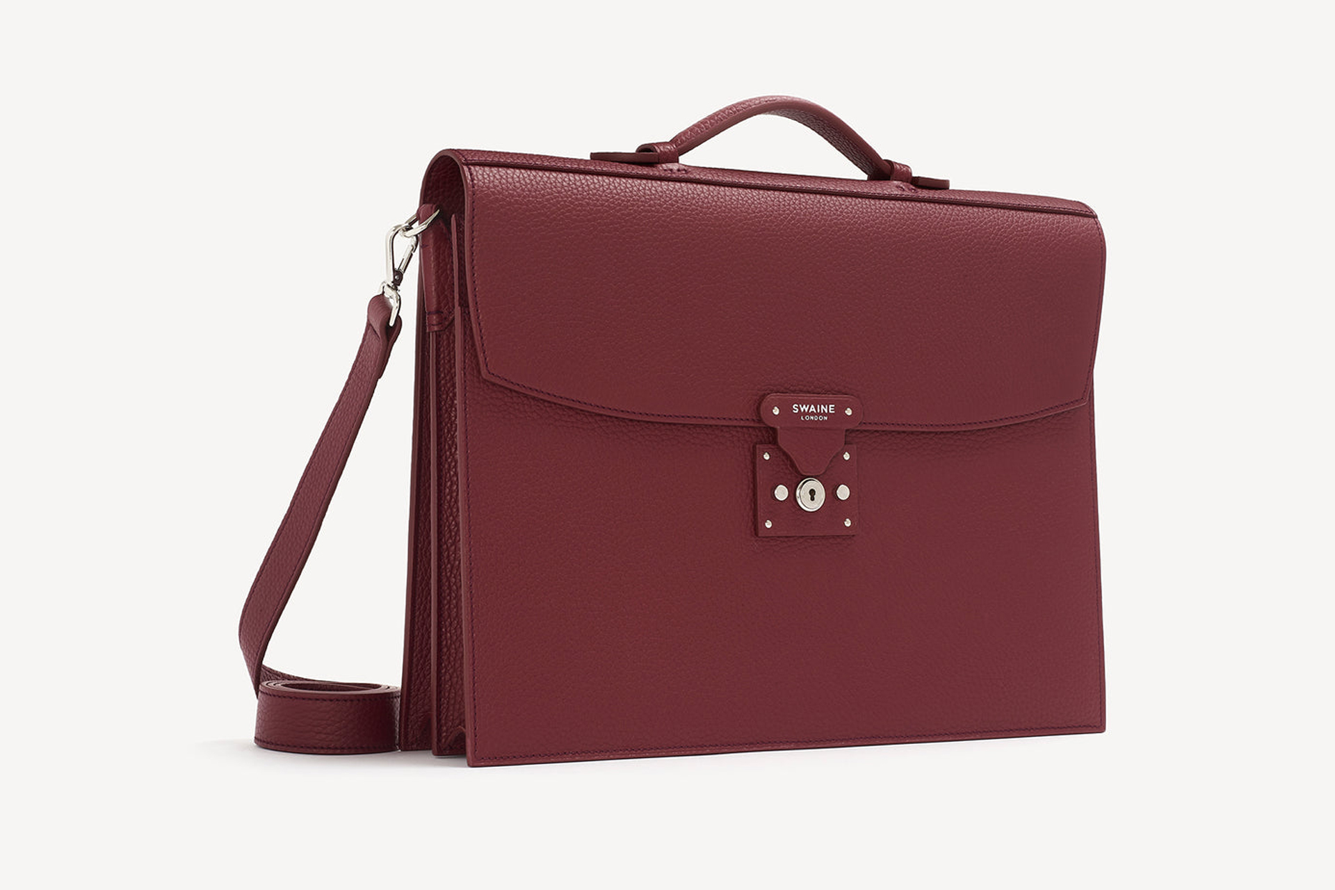 Swaine regent briefcase in burgundy leather