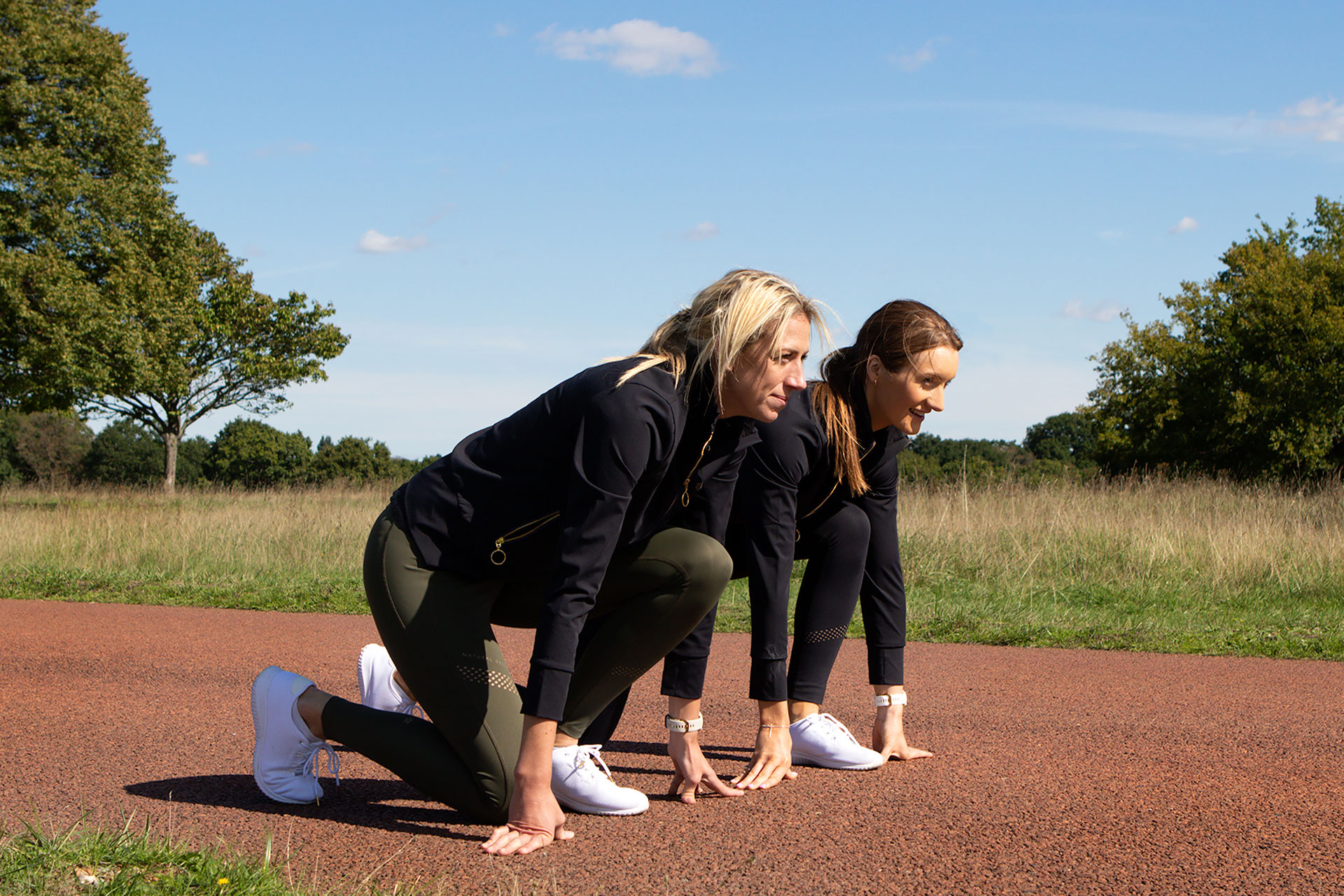Two women about to go running