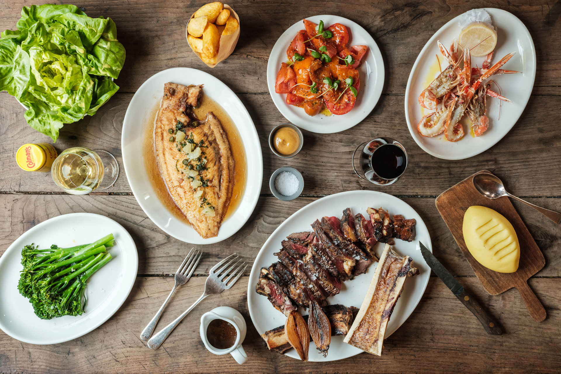 Food at The Pelican pub in Notting Hill