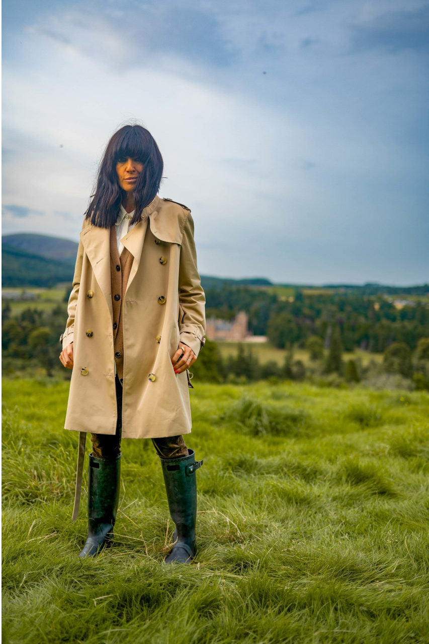 Claudia Winkleman in trench coat